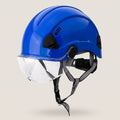 Safety helmet with glasses, blue — ventilation, dial adjustment