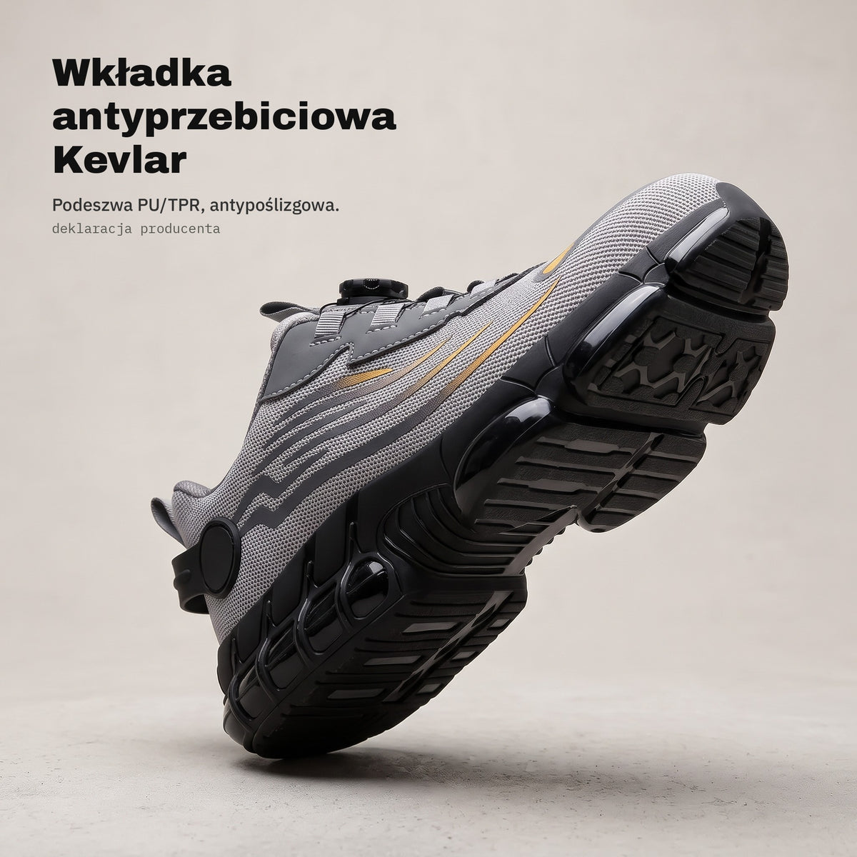 Wkładka antyprzebiciowa Kevlar i podeszwa PU/TPR — SZYCHTA PRO AIR Szary
