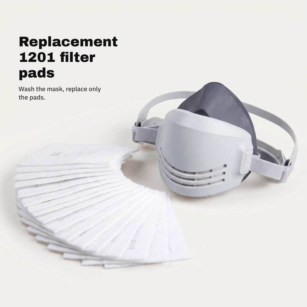 Half mask with a supply of 20 replacement 1201 filter pads